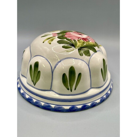 ABC Bassano Ceramic Hand Painted Floral Dessert Mold 1960s Vintage Decor Italy - Picture 5 of 8